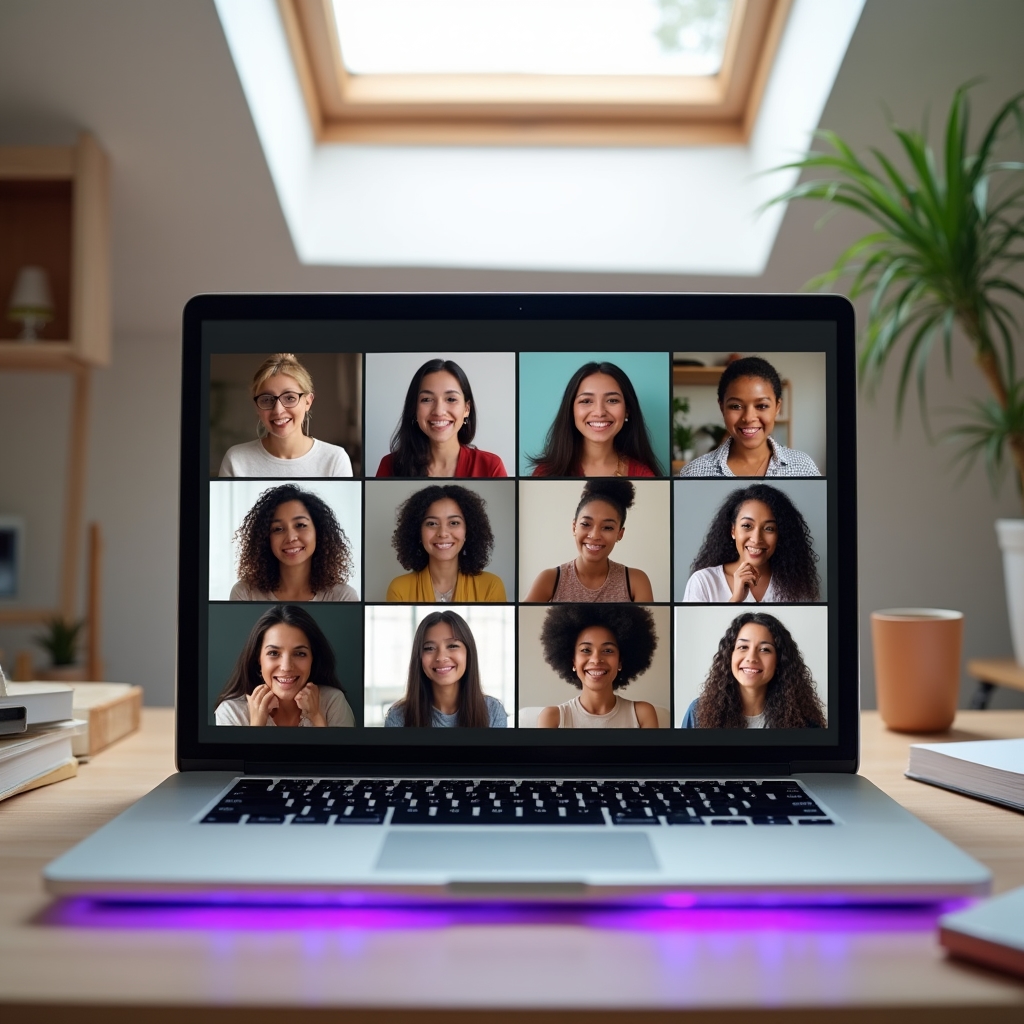 Frauen in einer Online-Gruppenmentoringssitzung